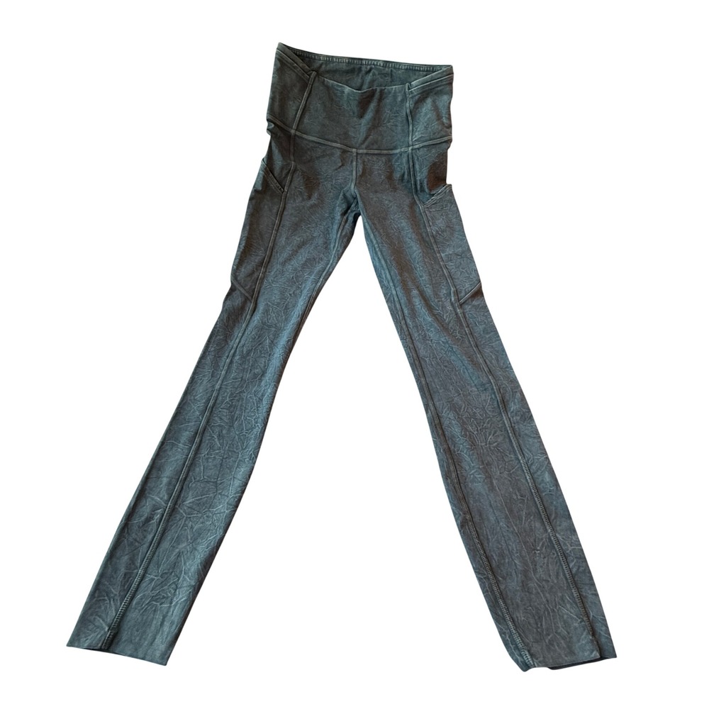 Lululemon High Rise Leggings 25" Gray Green Marbled Wash Yoga Running